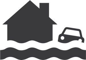 Flooded_ House_and_ Car_ Icon PNG Image