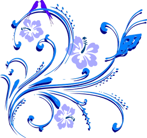 Floral Abstract Blue Design PNG Image