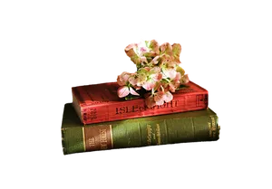 Floral Adorned Vintage Books PNG Image