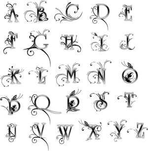 Floral Alphabet Tattoo Designs PNG Image