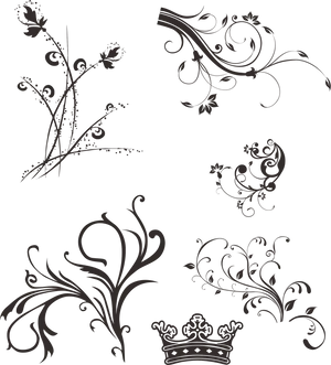 Floral Batik Patterns Collection PNG Image