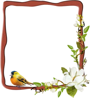 Floral Bird Decorative Photo Frame PNG Image