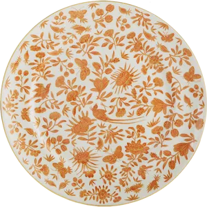 Floral Bird Pattern Plate PNG Image