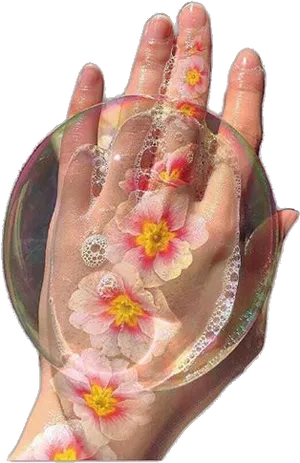 Floral Bubble Hand Overlay.png PNG Image