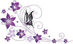 Floral Butterfly Vector Border PNG Image