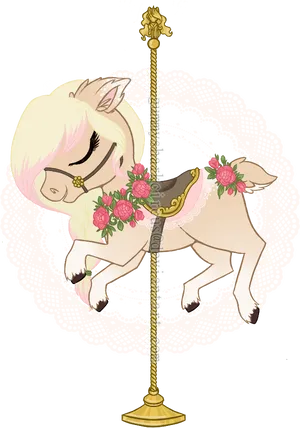 Floral Carousel Unicorn Illustration PNG Image