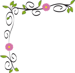 Floral Corner Border Design PNG Image