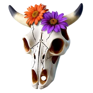 Floral Cow Skull Decoration Png Oge3 PNG Image