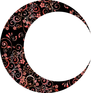 Floral Crescent Moon Design PNG Image