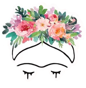 Floral Crown Closed Eyes Sticker PNG Image