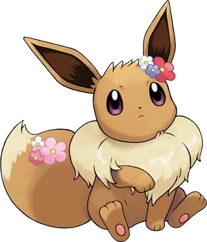 Floral Crowned Eevee PNG Image