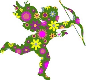 Floral Cupid Silhouette