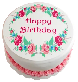 Floral Decorated Birthday Cake PNG Image