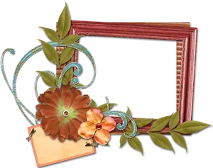 Floral Decorated Photo Frame PNG Image