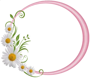 Floral Decorated Pink Round Frame PNG Image