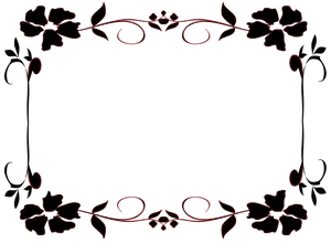 Floral Decorative Frame Black Background PNG Image