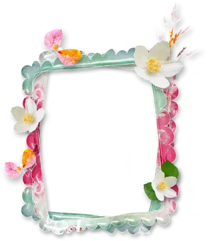 Floral Decorative Frame Black Background PNG Image