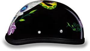 Floral Design Bicycle Helmet PNG Image