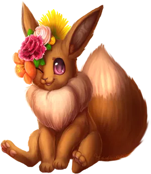 Floral Eevee Artwork PNG Image