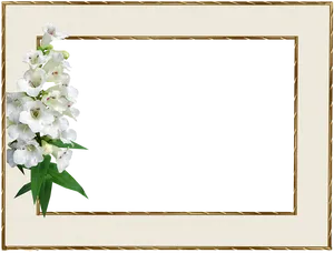 Floral Embellished Gold Frame PNG Image