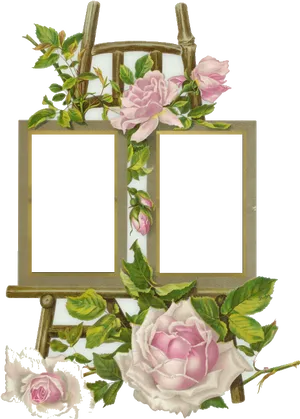 Floral Framewith Blank Spaces PNG Image