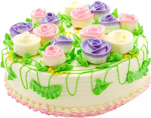 Floral Frosting Celebration Cake PNG