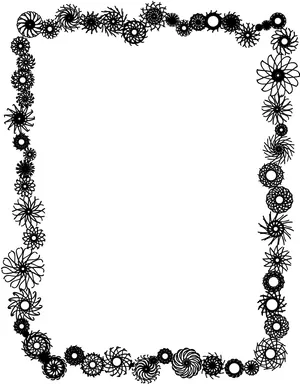 Floral Geometric Black White Border PNG Image