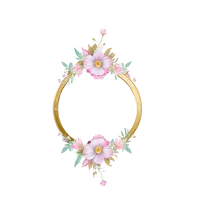 Floral Gold Circle Frame Png 06262024 PNG Image