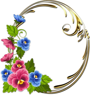 Floral Golden Crescent Design PNG Image