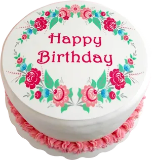 Floral_ Happy_ Birthday_ Cake.png PNG Image