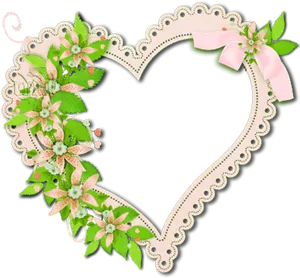 Floral Heart Border Design PNG Image