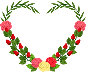 Floral Heart Frame Design PNG Image