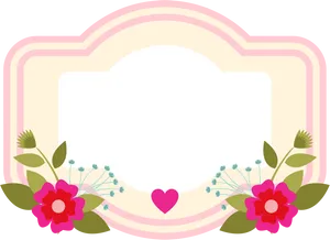 Floral Heart Frame Template PNG Image