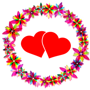 Floral Heart Frameon Black Background PNG Image