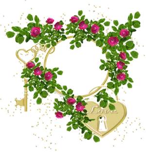 Floral Heart Love Lock Background H D PNG Image