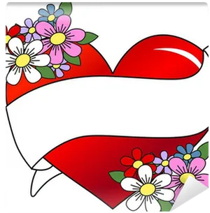 Floral Heart Love Tattoo Design PNG Image