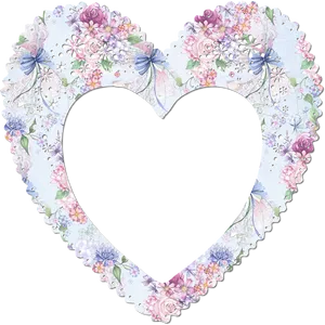 Floral Heart Photo Frame PNG Image