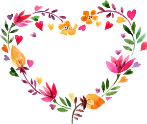 Floral_ Heart_ Wreath_ Watercolor PNG Image