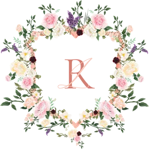 Floral Initial R Wreath Vector PNG Image