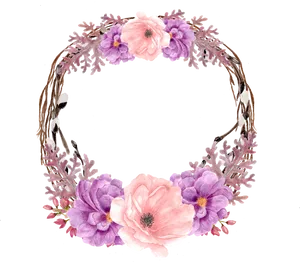 Floral Lavender Wreath Artwork PNG Image