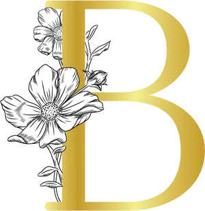 Floral Letter B Illustration PNG Image