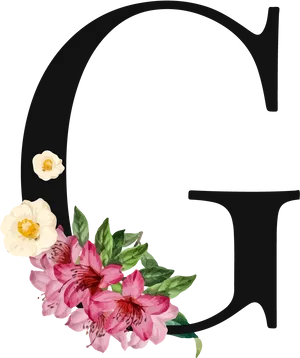 Floral Letter G Design PNG Image