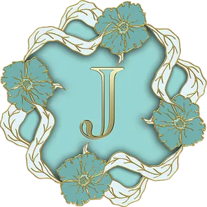 Floral Letter J Design PNG Image