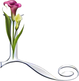 Floral Letter L Design PNG Image