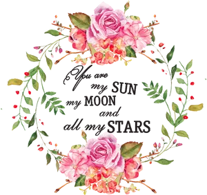 Floral Love Quote Wreath PNG Image