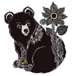 Floral Mama Bear Outline Png Chk PNG Image