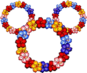 Floral Mickey Mouse Head Design.png PNG Image