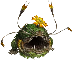 Floral Monster Artwork PNG Image