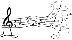 Floral Music Notes Design PNG Image