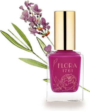 Floral Nail Polish Bottle PNG Image